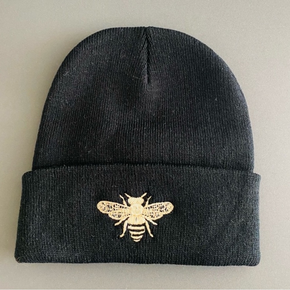 Manchester Bee Black Gold Beanie Knitted Hat